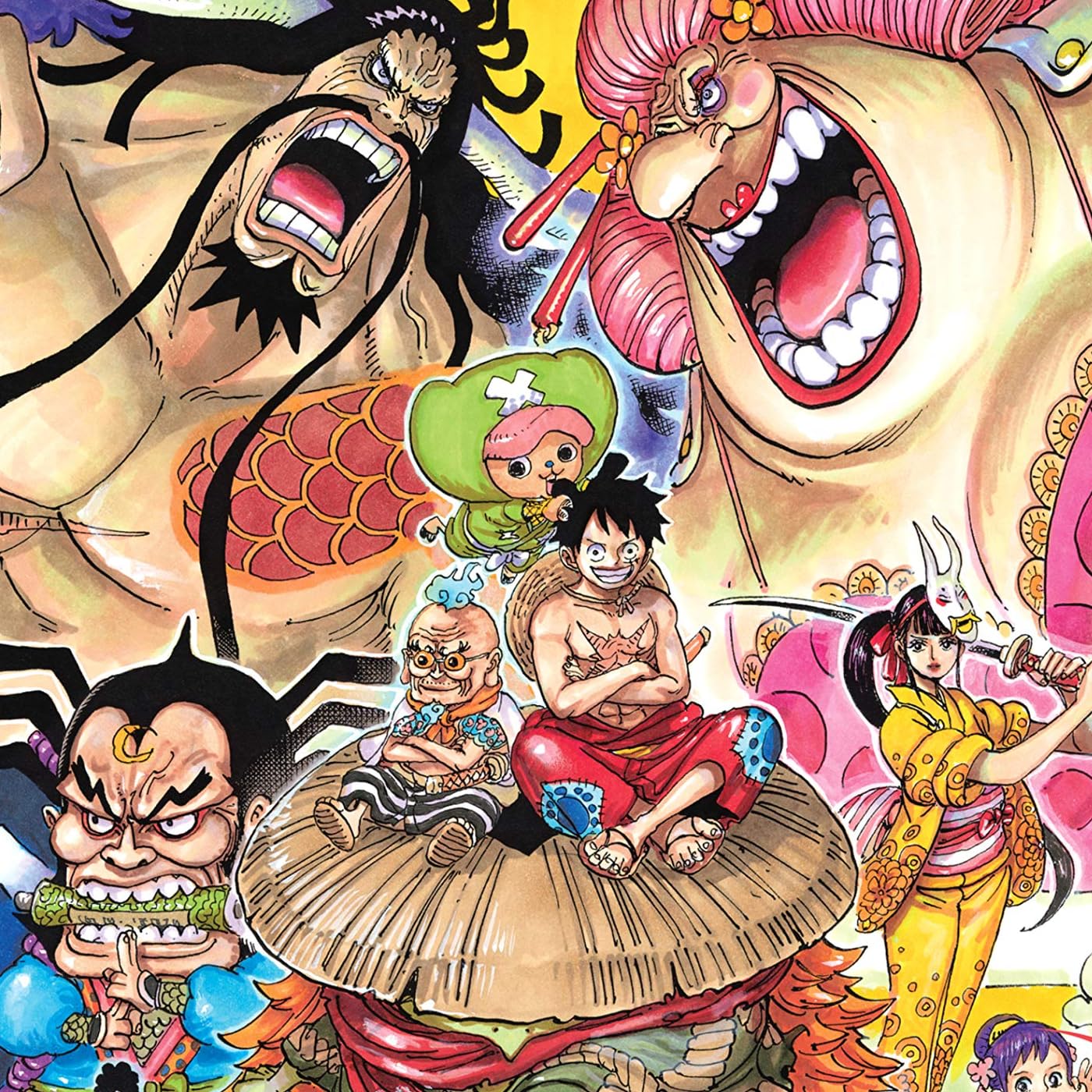 One Piece Ipad壁紙 カイドウ ビッグマム 雷ぞう 花のヒョウゴロウ チョッパー ルフィ お菊 アニメ スマホ用画像